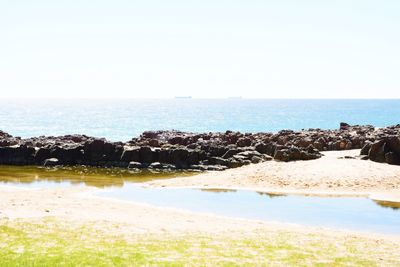 Scenic view of sea against clear sky