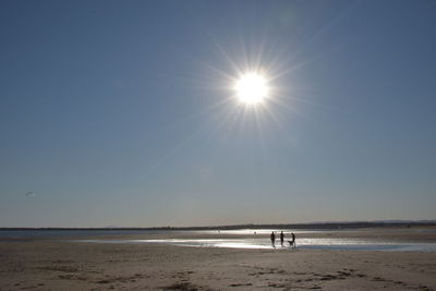 Scenic view of sea against clear sky on sunny day