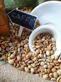 High angle view of coffee for sale at market