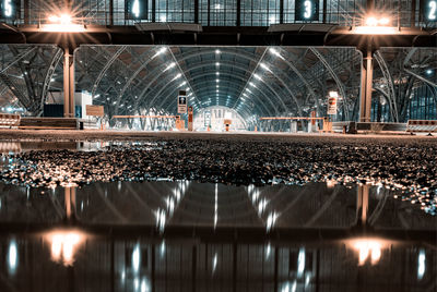 Illuminated water at night