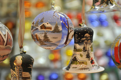 Gifts and decorations at christmas market