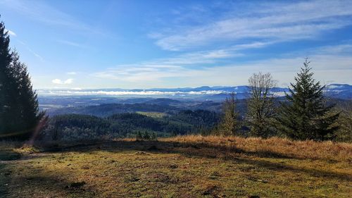 Scenic view of landscape against cloudy sky