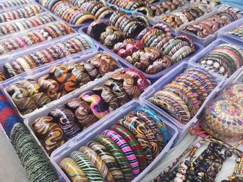 High angle view of food for sale in market