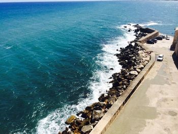 High angle view of beach