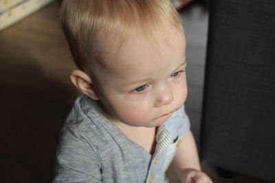 Close-up of cute boy at home