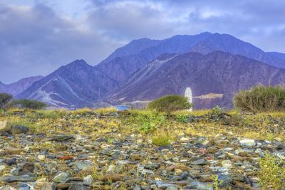 Scenic view of mountains against sky