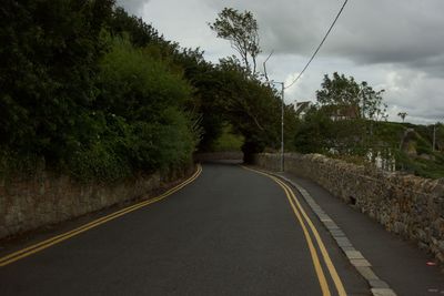 Road amidst trees against sky