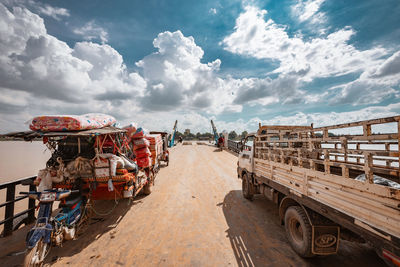 Panoramic view of construction site against sky