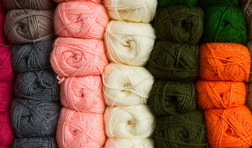 Full frame shot of multi colored yarns