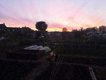 Scenic view of field against sky during sunset