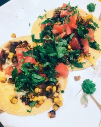 High angle view of vegetables in plate