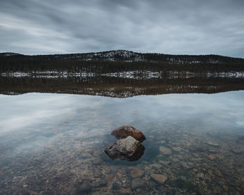 Scenic view of lake against sky