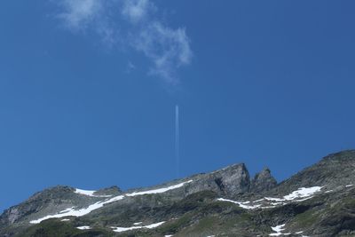 Scenic view of mountains against cloudy sky