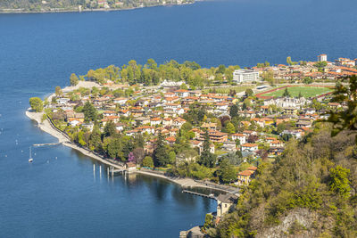 Aerial view of maccagno and lake maggiore