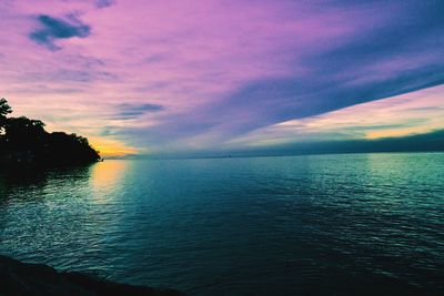 Scenic view of sea against dramatic sky