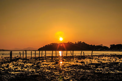 Scenic view of sunset over sea