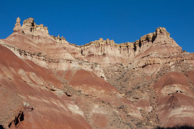 View of rock formations against blue sky