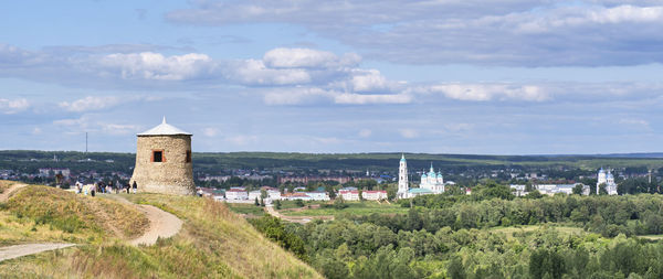 Stone tower, fortress-mosque. hill fort, ruins of ancient settlement, yelabuga, russia