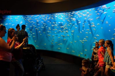 Group of people in aquarium