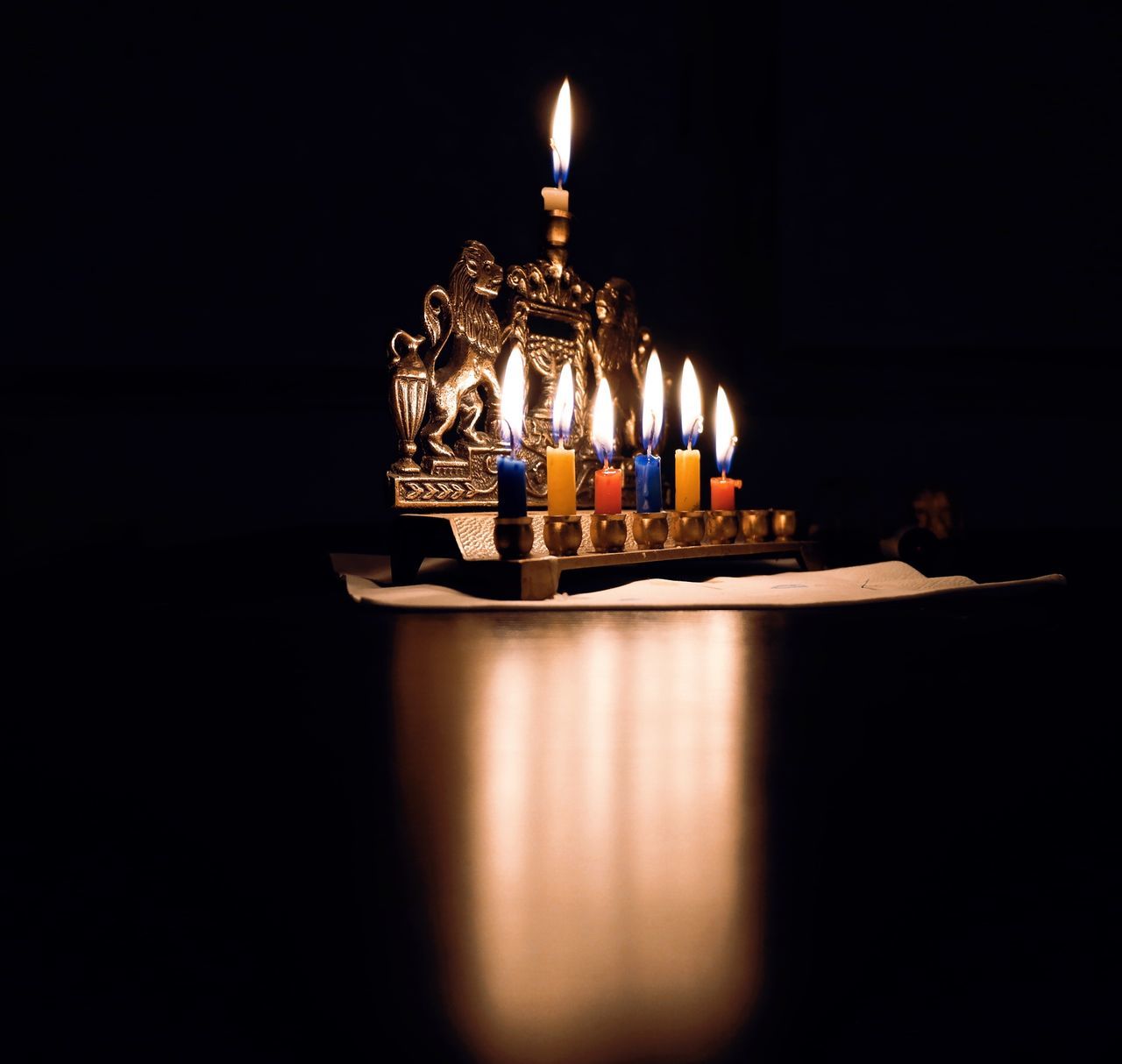 illuminated, night, religion, place of worship, spirituality, architecture, built structure, church, dark, building exterior, copy space, reflection, lighting equipment, indoors, glowing, candle, light - natural phenomenon, temple - building