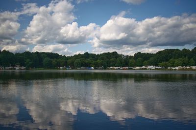 Scenic view of lake against sky