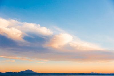 Scenic view of landscape against sky at sunset