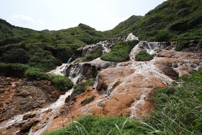 The golden waterfall at the jinguashi, taiwan