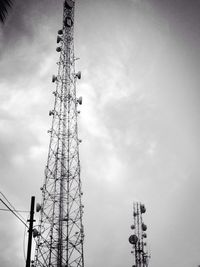 Low angle view of electricity pylon against sky