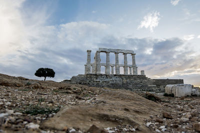 Old ruin building against cloudy sky