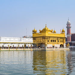 Beautiful view of golden temple - harmandir sahib in amritsar, punjab, india, famous indian sikh