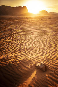 Scenic view of desert during sunset