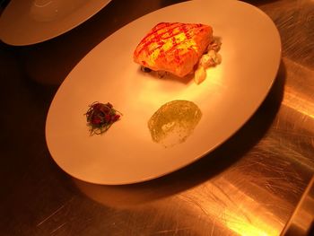 Close-up of served food in plate