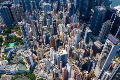 Aerial view of modern buildings in city