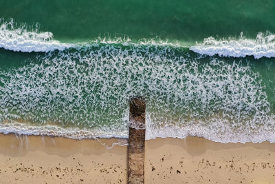 Close-up of waves splashing on beach