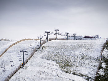 Scenic view of snow covered landscape against sky