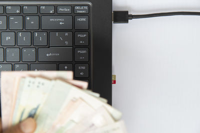 Close-up of laptop on table