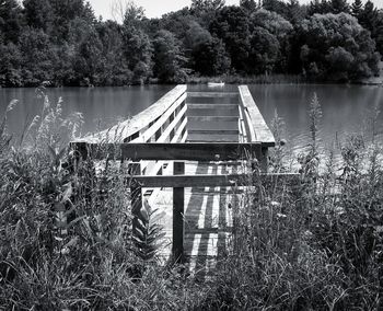 Wooden pier over lake