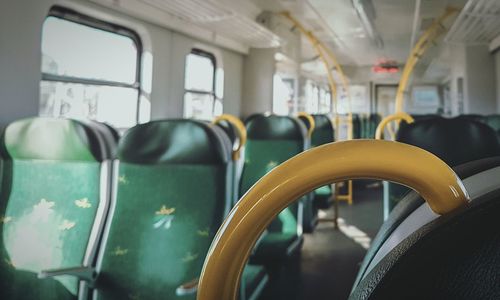 Close-up of empty seats in train