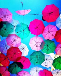 Low angle view of colorful umbrella