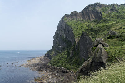 Scenic view of sea against clear sky