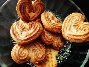 High angle view of cookies