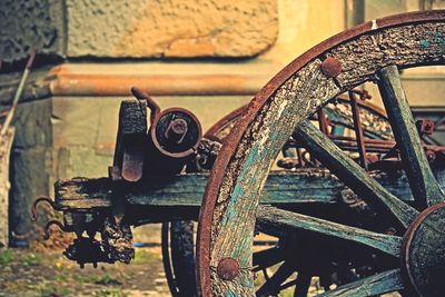 Close-up of rusty wheel