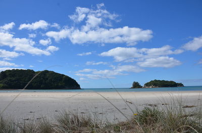Scenic view of beach against sky
