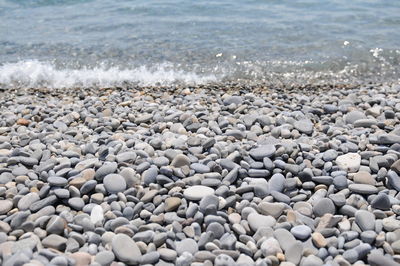 Surface level of stones on beach