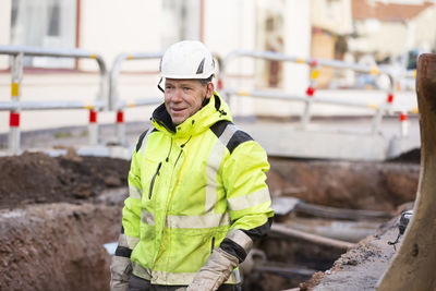 Worker in reflective clothing during work