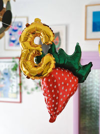 Close-up of christmas decorations on table