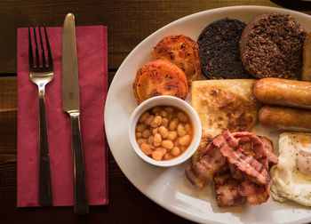 Close-up of food in plate on table
