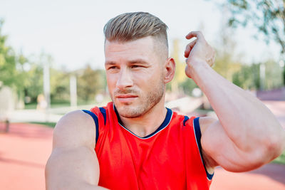 Portrait of young man looking away