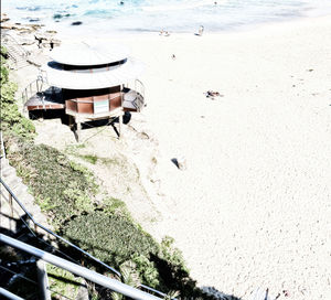 High angle view of beach against sea