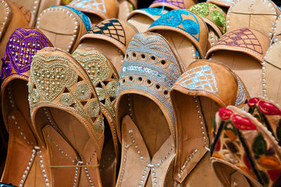 Close-up of shoes for sale